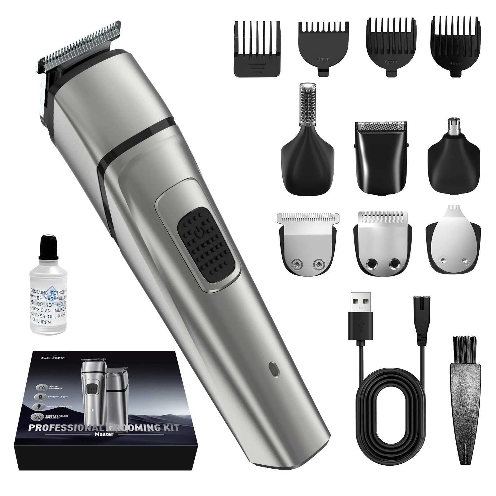 Sejoy MASTER Mens Grooming Kit 5 In 1 Multifunctional Electric Hair Clippers Rechargeable Razor Men Beard Nose Trimmer W241227