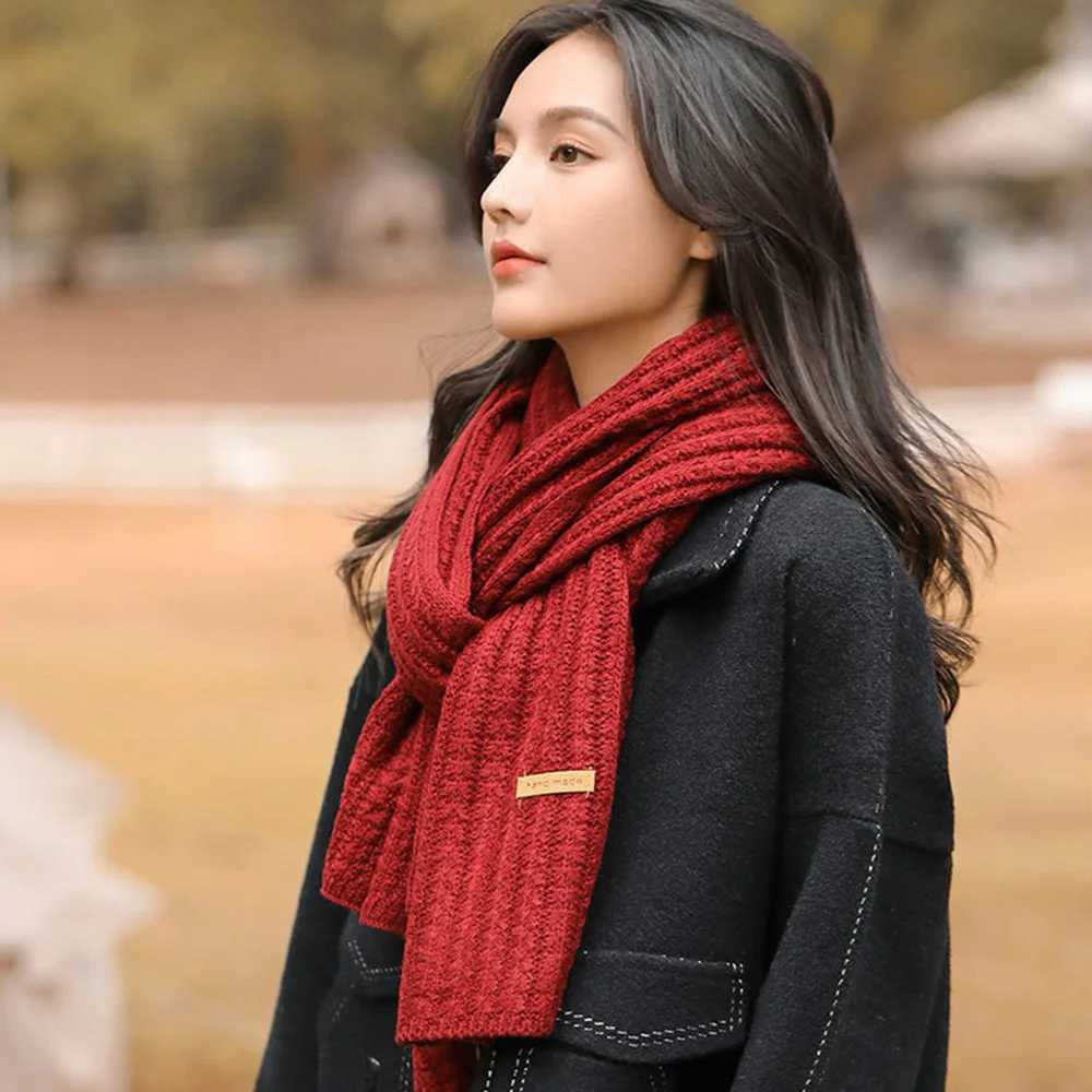 Wool knitted scarf knitted thick scarf outdoor windproof heat-resistant long shawl twill knitted collar couple shawl X241017