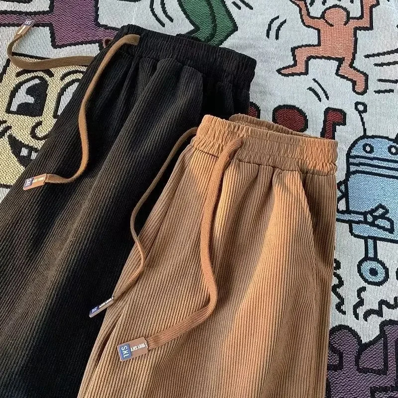 Loose Corduroy pants for men spring and autumn casual pants Hong Kong style suitable for teenagers 241017