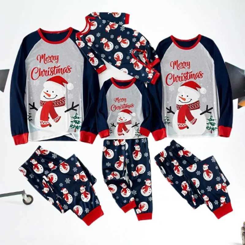 2015 Christmas Family Matching Pajamas Adult and Children Baby Clothing Snowman Printed Top and Pants Set Christmas Pajamas W241015
