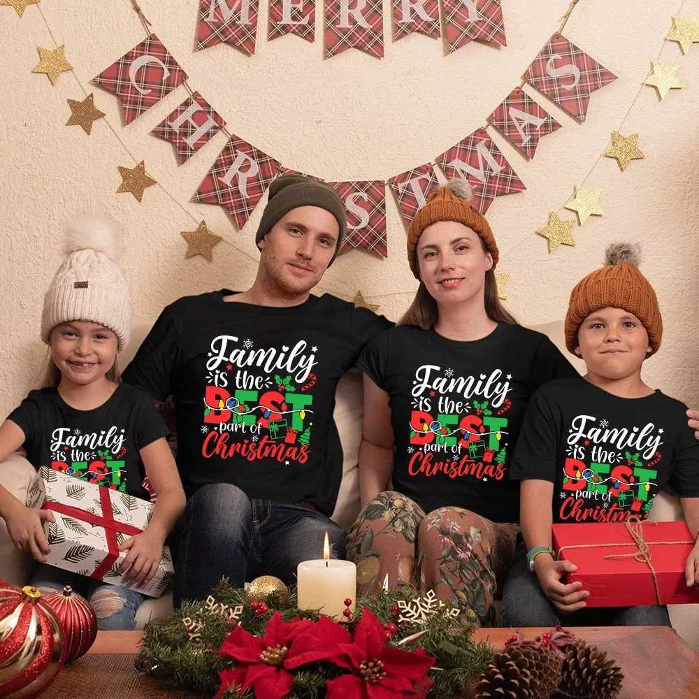 Family is Christmas printing family shirts Christmas matching clothing parents childrens shirts baby jumpsuits Christmas clothing W241015