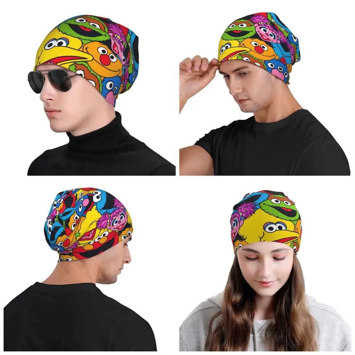 Sesame Street Biscuit Monster Hat Street Knitted Hat Mens Winter Warm and Happy Elmo Skulls Beanies Hat W241017