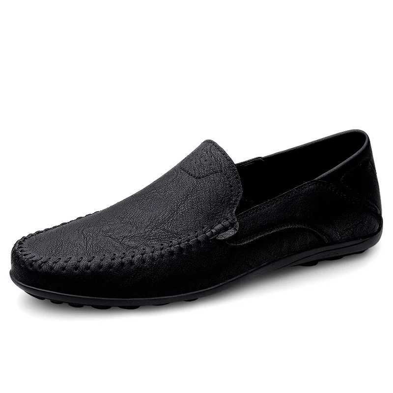 Genuine Leather Men Shoes Casual Formal Man Loafers Luxury Italian Slip Brand Male Boat Size 46 47 Mocassins HomensXJ250118