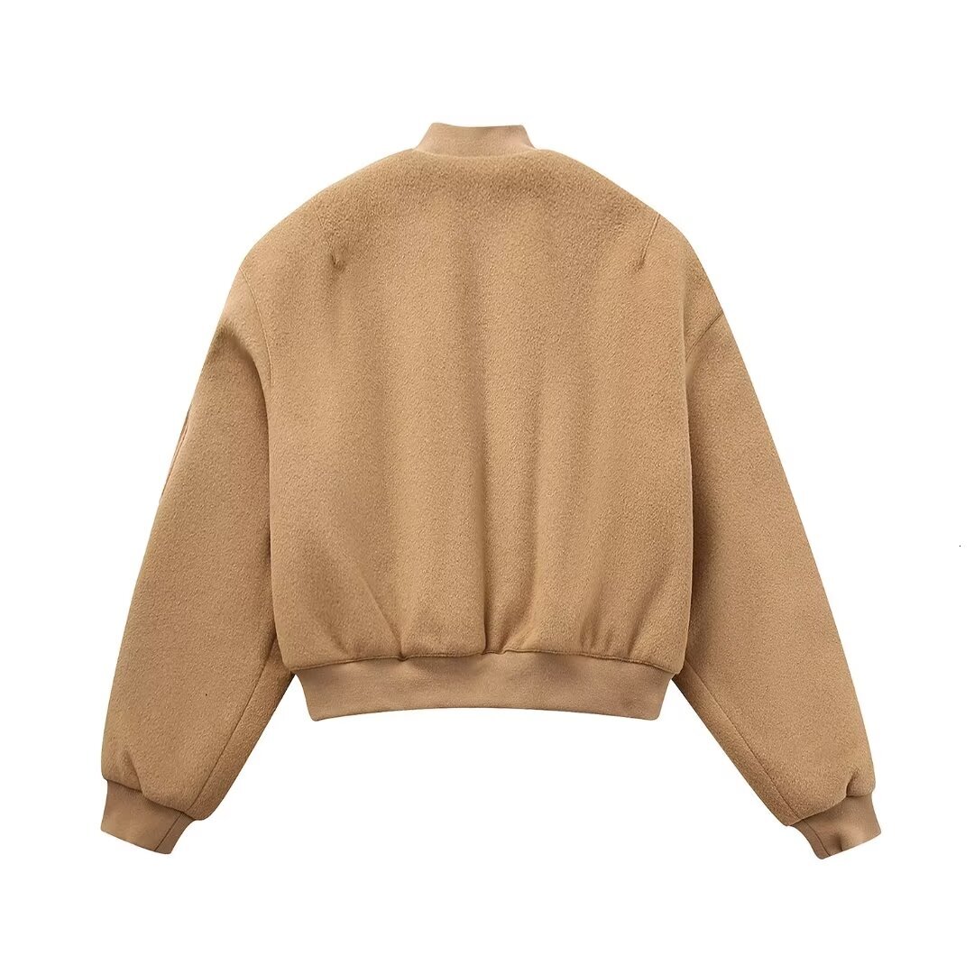 Bombers Women's Jackets Khaki Outwear 2024 Inszarts Long Sleeve Tops Solid Elegant Streetwear Pockets Woman Jackers Coat