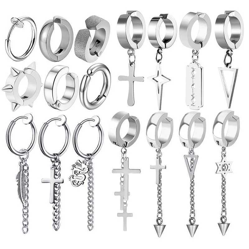 WKOUD 1Pc Punk Steel Stainless Steel Lacquer Free Earring Clip Suitable for Men/Womens Street Pop Non Perforated Fake Jewelry Gifts W241017
