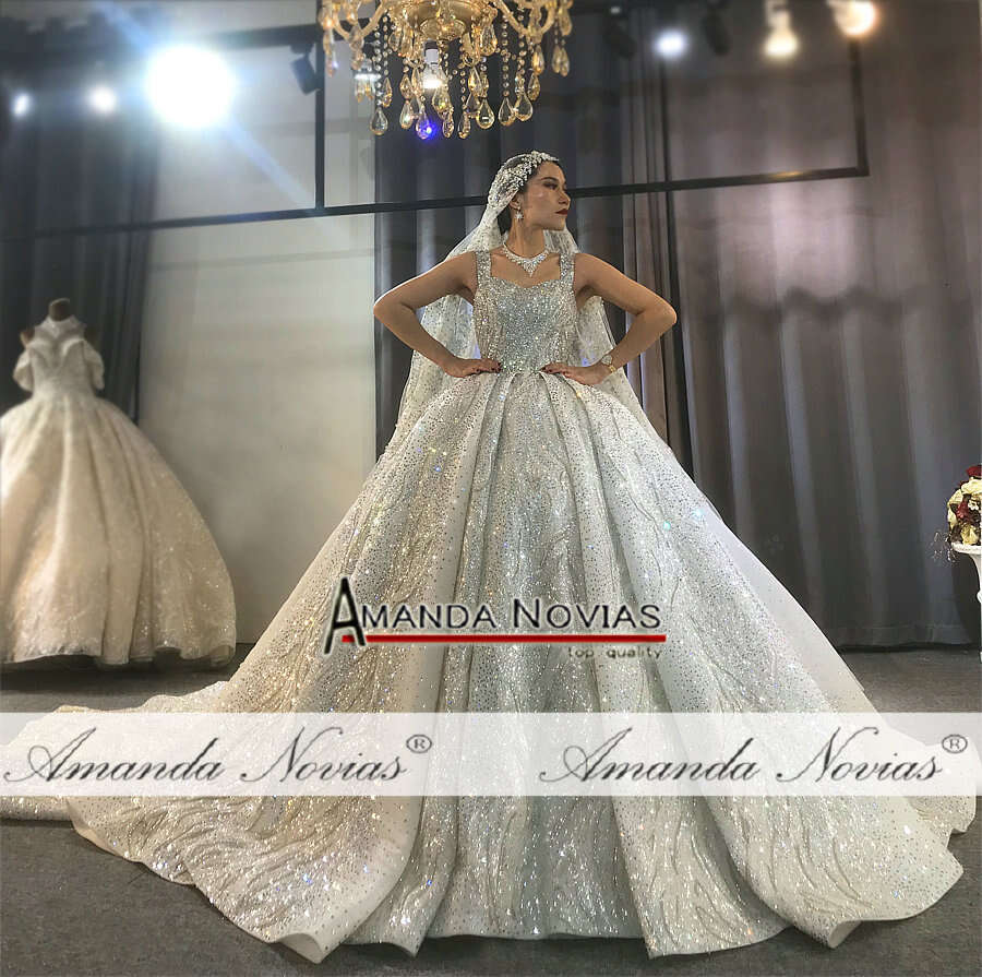 Dubai Heavy Beading Wedding Sparkg Bridal Dress Amanda Novias Brand Real Work