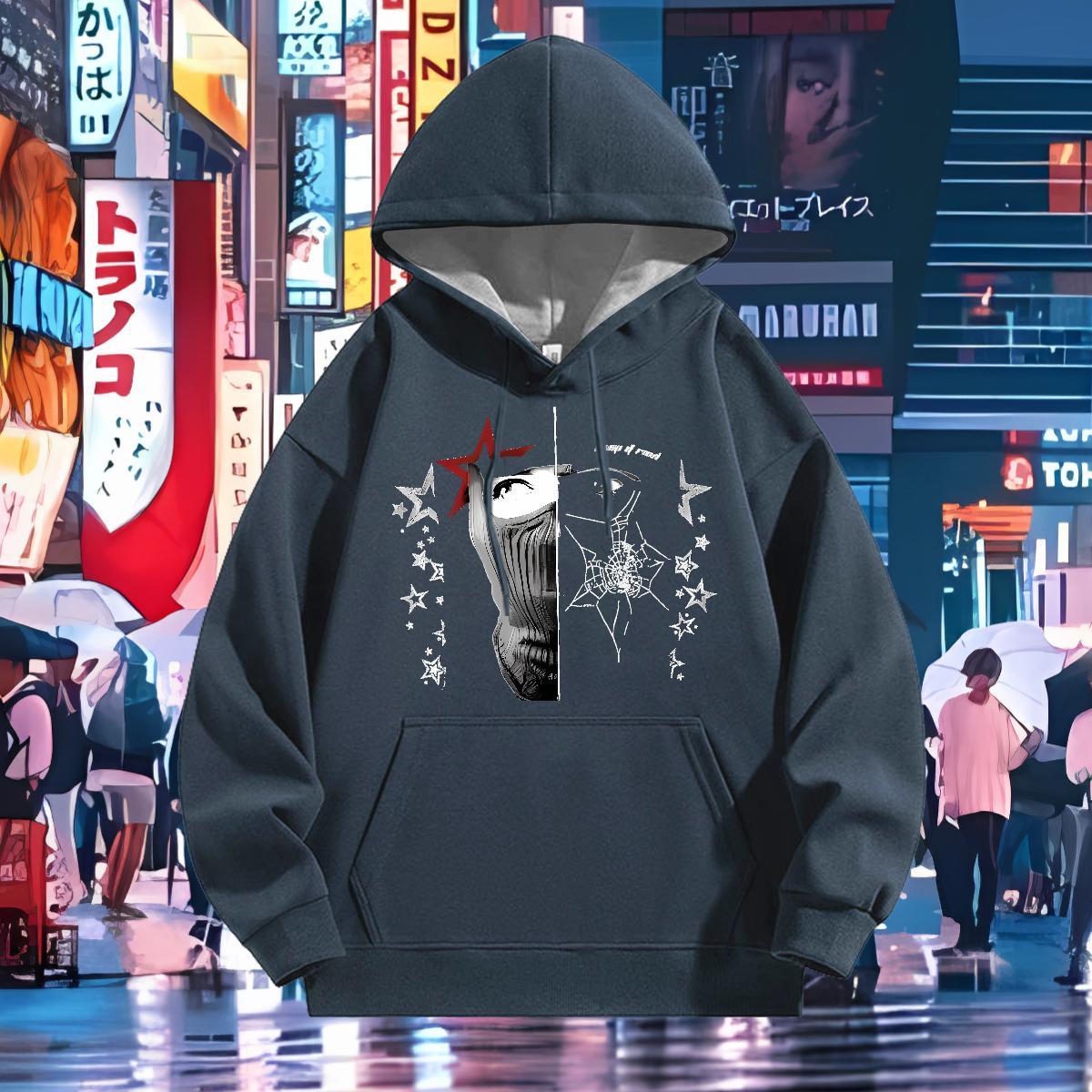 Designer Fashion Mens Hoodie Drawstring Long Sleeve Cool Design Men Clothes Hoodie Street Casual Tops Hoodie Floral Print Warm Fleece