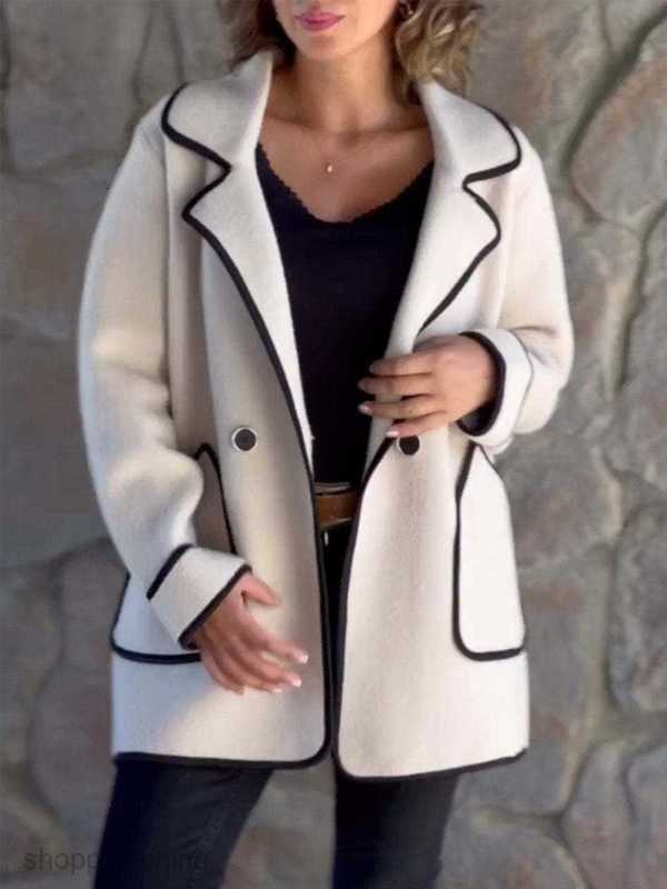 Women Jackets Coats autumn and winter new fashionable women's clothing temperament suit collar double-sided woolen coat