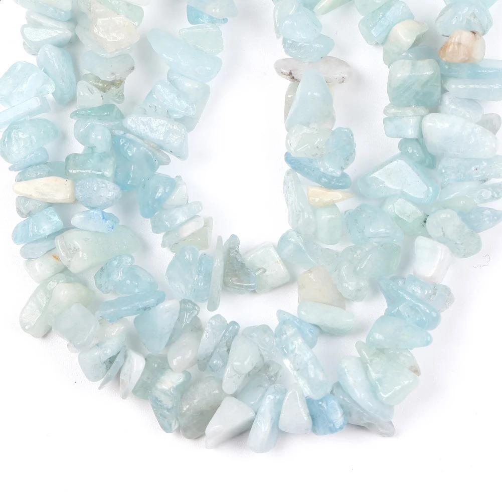 Irregular natural 3-8mm gravel aquamarine gemstone beads loose chip beads used for jewelry making Diy necklace bracelet accessories 241017