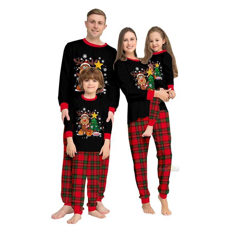 2025 Christmas Pajamas Family Clothing Matching Adult and Children News Christmas Pajama Clothing Set Baby Diapers Casual Pajamas Family Appearance W2