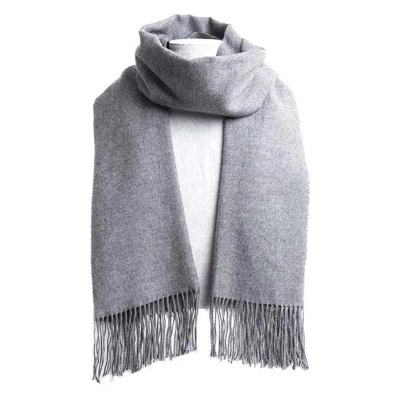 Classic solid scarf mens cashmere soft knitted striped scarf long tassel neck warm mens winter scarf 2023 new item X241017