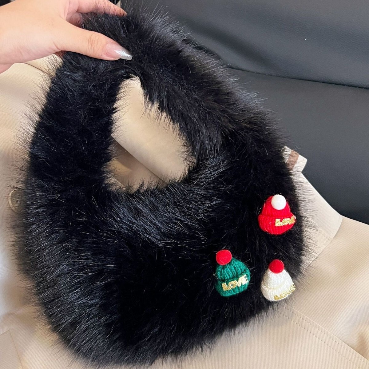 2024 new high-end autumn and winter plush cute bag