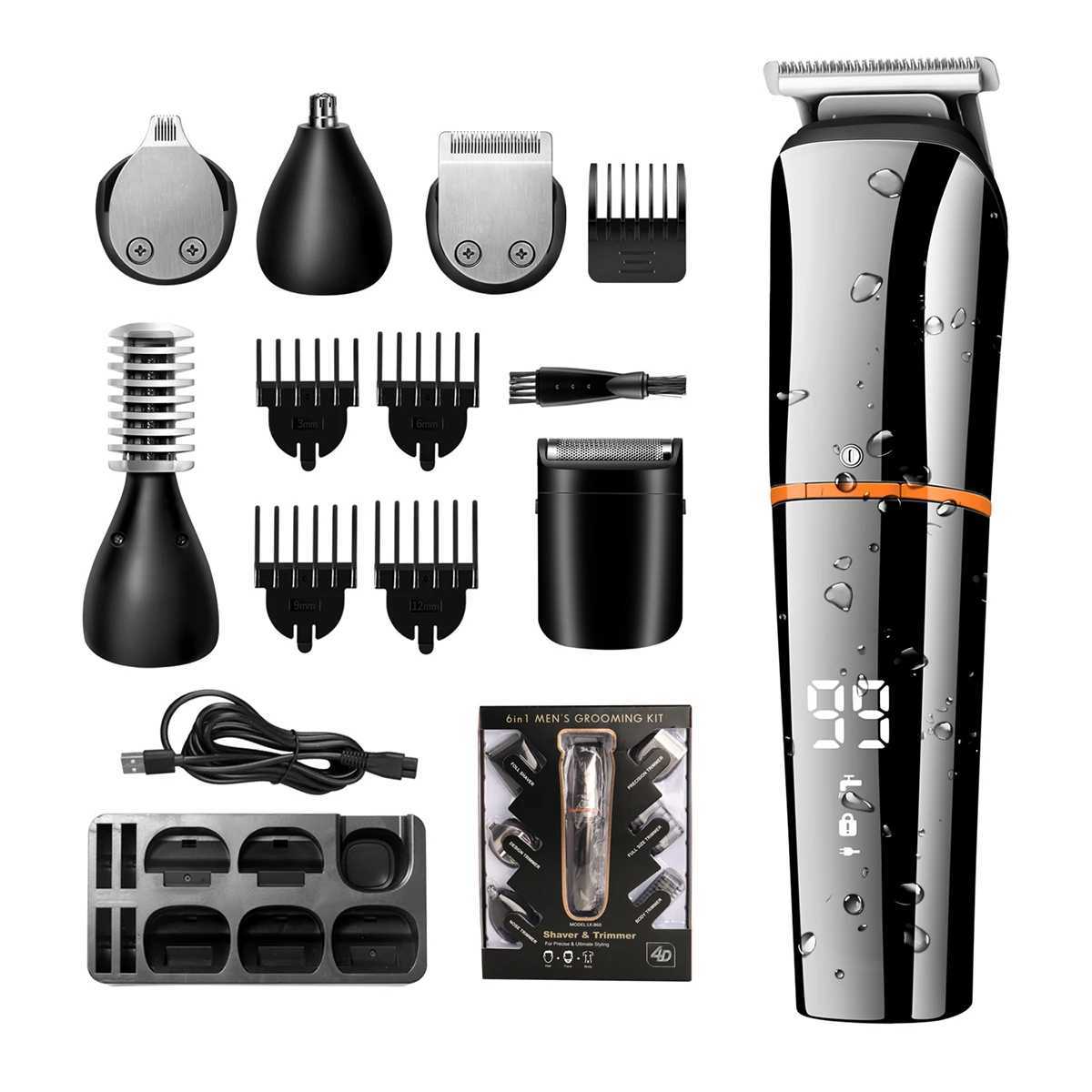 KIKIDO KK-860 10in1 Multi Hair Trimmer Mens Facial Beard and Body Beauty Kit Electric Hair Clipper Nose and Ear Trimmer Rechargeable W241017