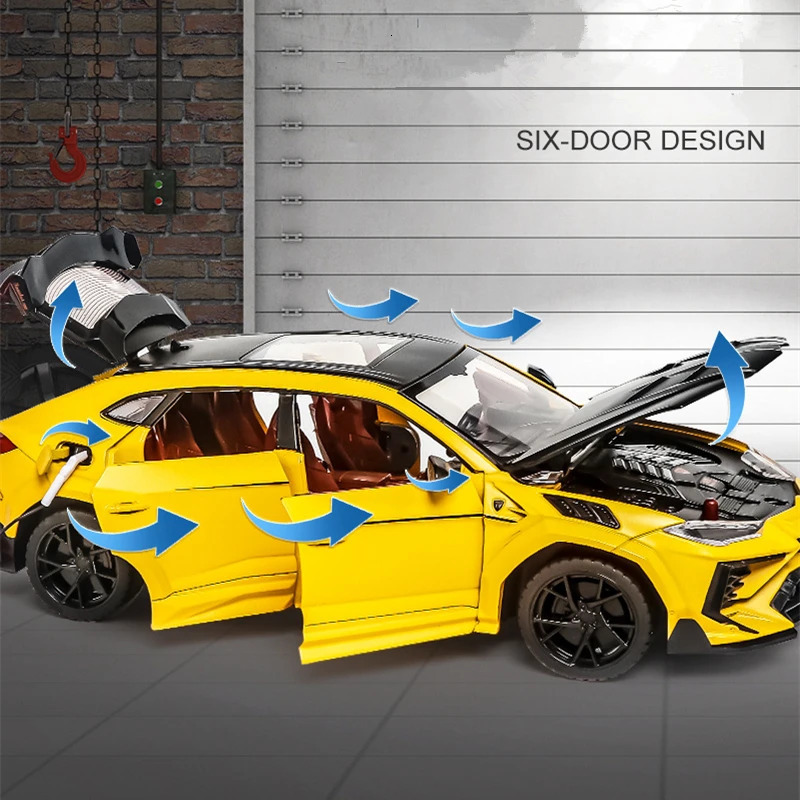 Free shipping 1 24 URUS SUV Alloy Modified Sports Car Diecast Metal Off-road Vehicle Model Silation Sound and Light Childrens Toy Gift 241016