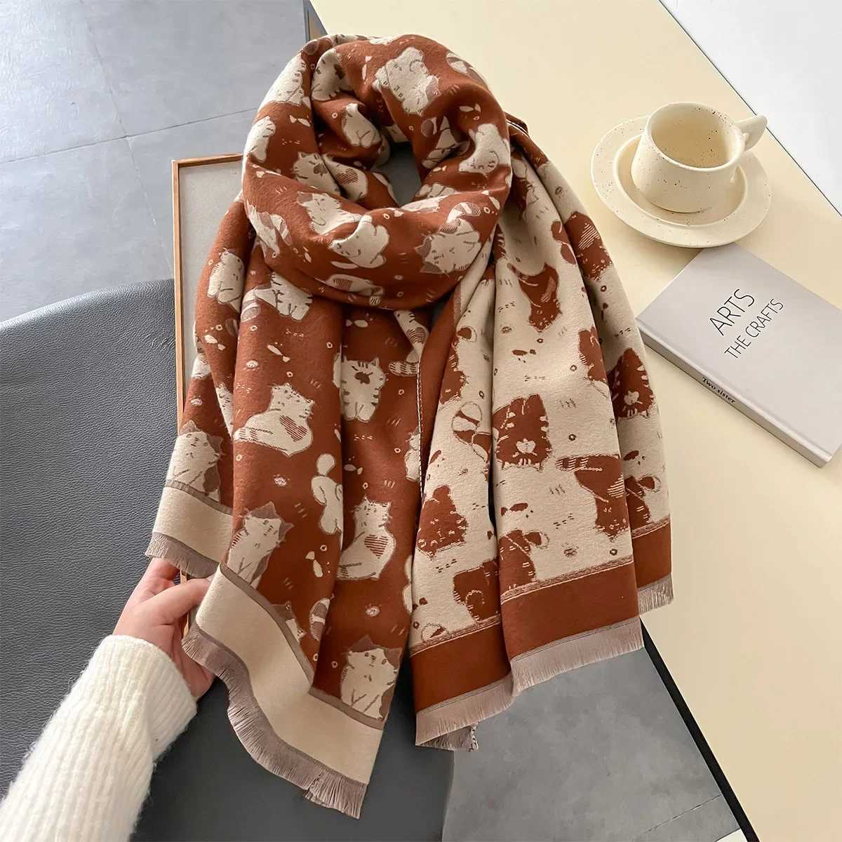 Printed winter scarves warm cashmere Pashmina shawls and wraps womens thick blankets Fem Bufanda Echape unprinted products X241017