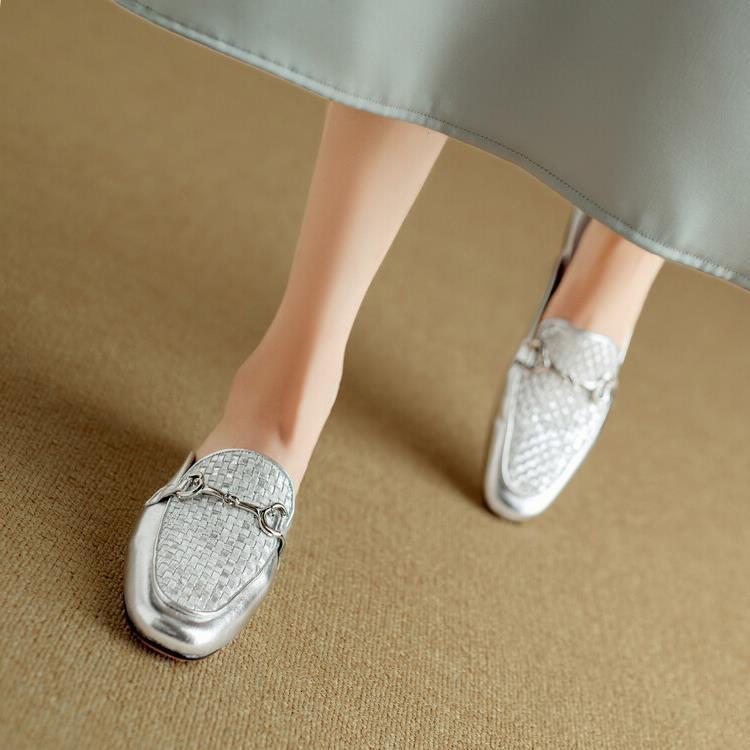 Summer Outwear Chinese Style Gold Silver Thick Low Heel Baotou Women S Half Full Leather Cool Tuo Large KMJL ddmythur ddmythur