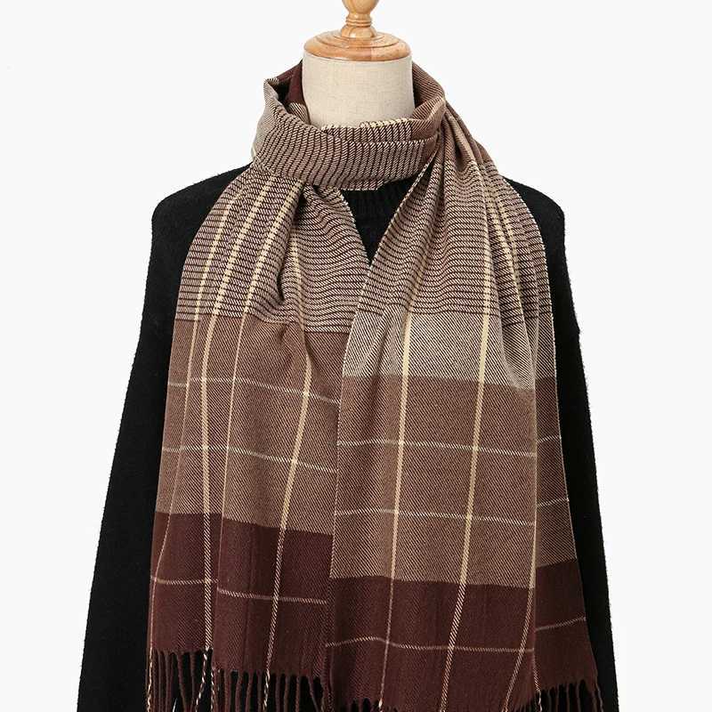 2024 New Classic Striped Plain Tassel Long Scarf suitable for unisex mature warm windproof neck scarves casual outdoor scarves with warp yarn X241017