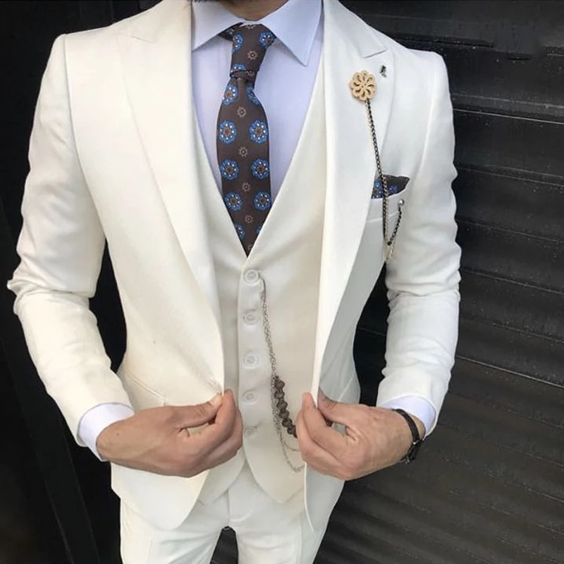 Formal Groom Tuxedo 3 Pieces Slim Fit Men Suits for Wedding Slim Fit 2024 Custom Male Fashion Costume Jacket with Vest Pants