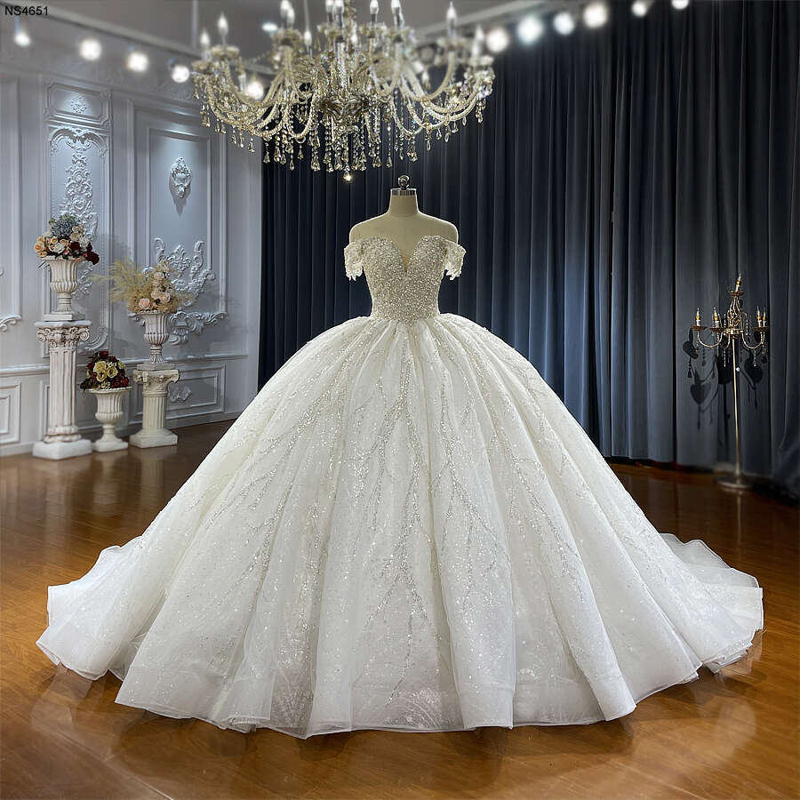 Amanda Novias Off Shoulder Lace Beads Wedding Dress