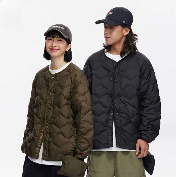 Winter Light Couple Three-Proof 90 Veet With Neck Solid Color Vintage Maillard Collarless Down Jacket Size 2Xl