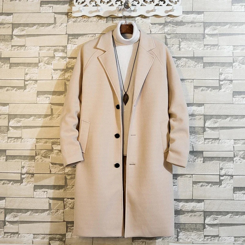Legible Mens Winter Jacket Casual Loose Wool Coat Man Autumn Solid Long Coats for Men 241017