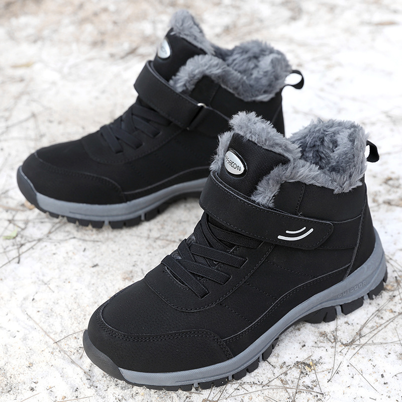 Autumn winter high top with plush thick cotton new styles for the elderly, men's sports, anti slip and walking shoes, mothers' snow boots, c