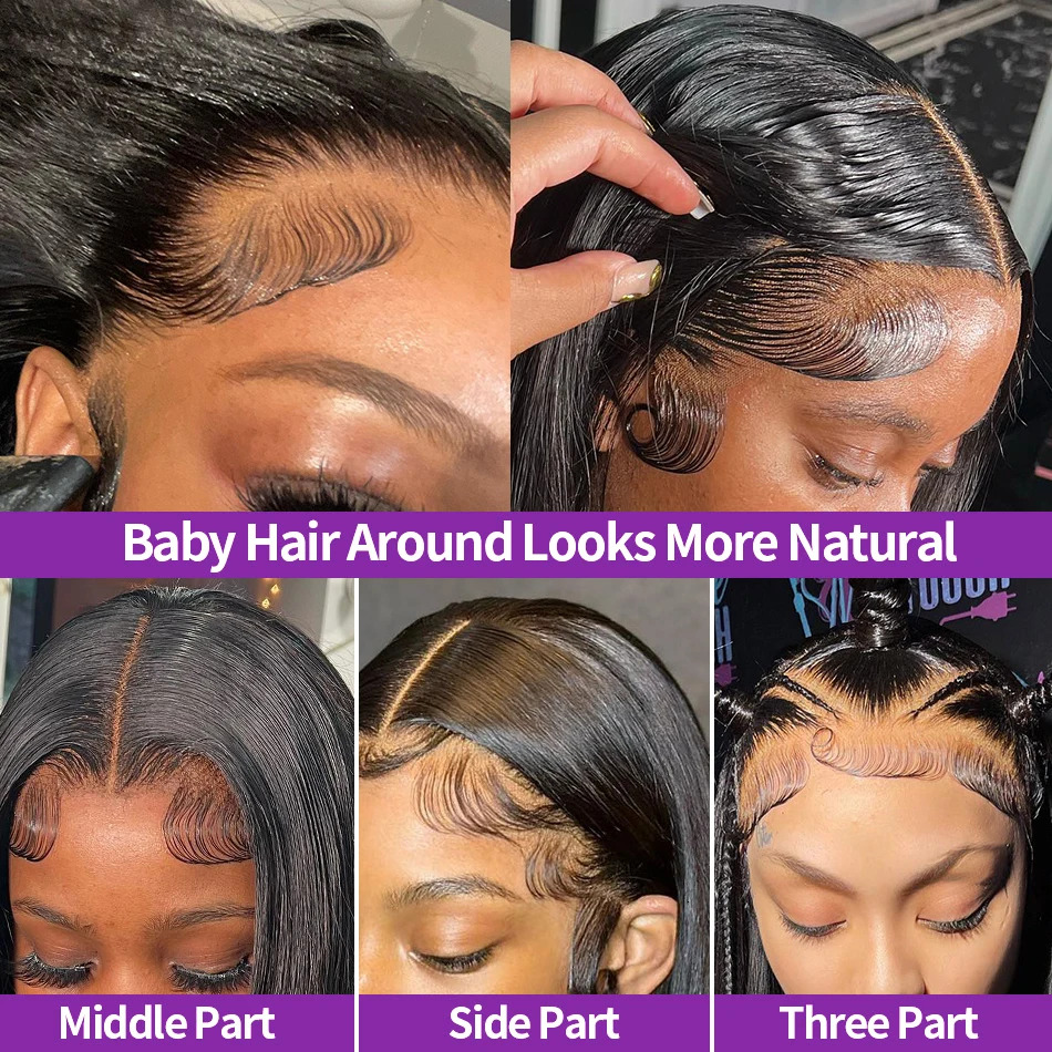 200 Density Natural Straight 13X6 Transparent Frontal Wig Remy Human Hair 13X4 Lace Front Wigs For Black Women