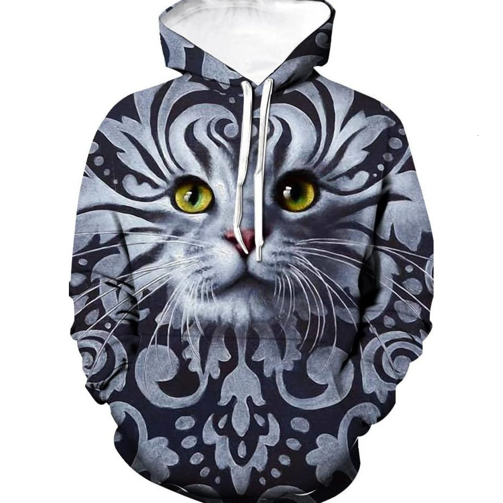 Hoodie for Mens Womens Hoodies for Men,Mens Pullover Hoodie Grey 3D Cat Printingack Drawstring Pocket H Graphic Pullover Long Sleeve Fashion Trends