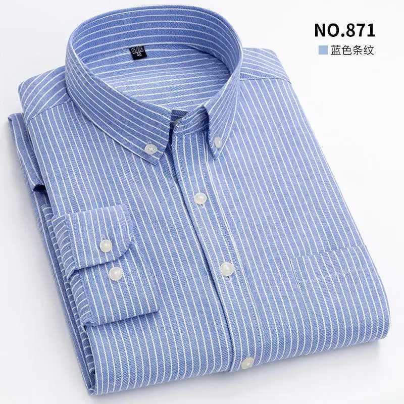 Mens long sleeved plain weave shirt autumn and winter cotton Oxford fabric slim business casual clothing slim high quality X250324