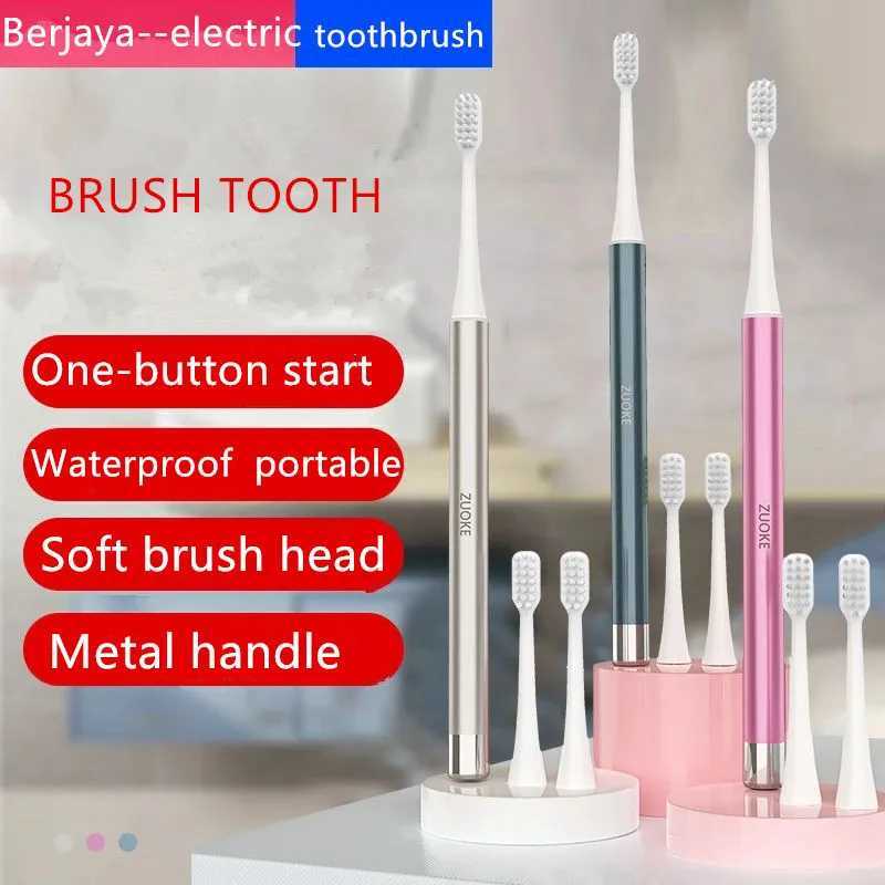 New Arrival Metal handle portable electric toothbrush with plug-in small stem cells for easy travel G241017