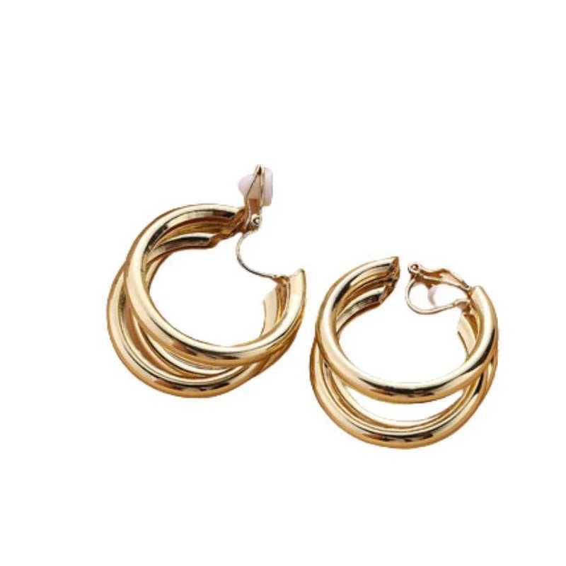 1 pair of fashionable retro C-shaped geometric earrings with temperature no ear holes ear clips for womens parties birthday gifts W241017