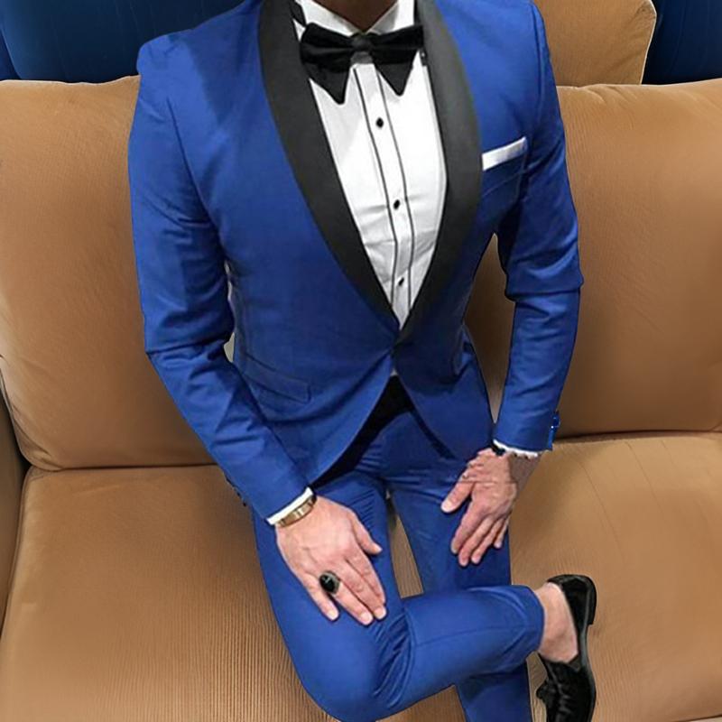 2 Piece Wedding Tuxedo for Groom Slim Fit Formal Men Suits Custom Made Royal Blue Jacket with Pants Male Fashion Costume 2024
