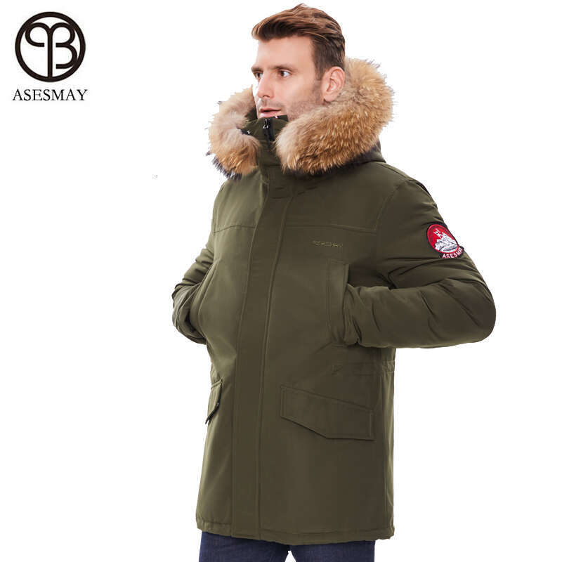 2024 Brand Men Winter Jacket Men's Coat With Natural Raccoon Fur Hooded Thicken Warm Padded Jackets Casual Long Male Outerwear