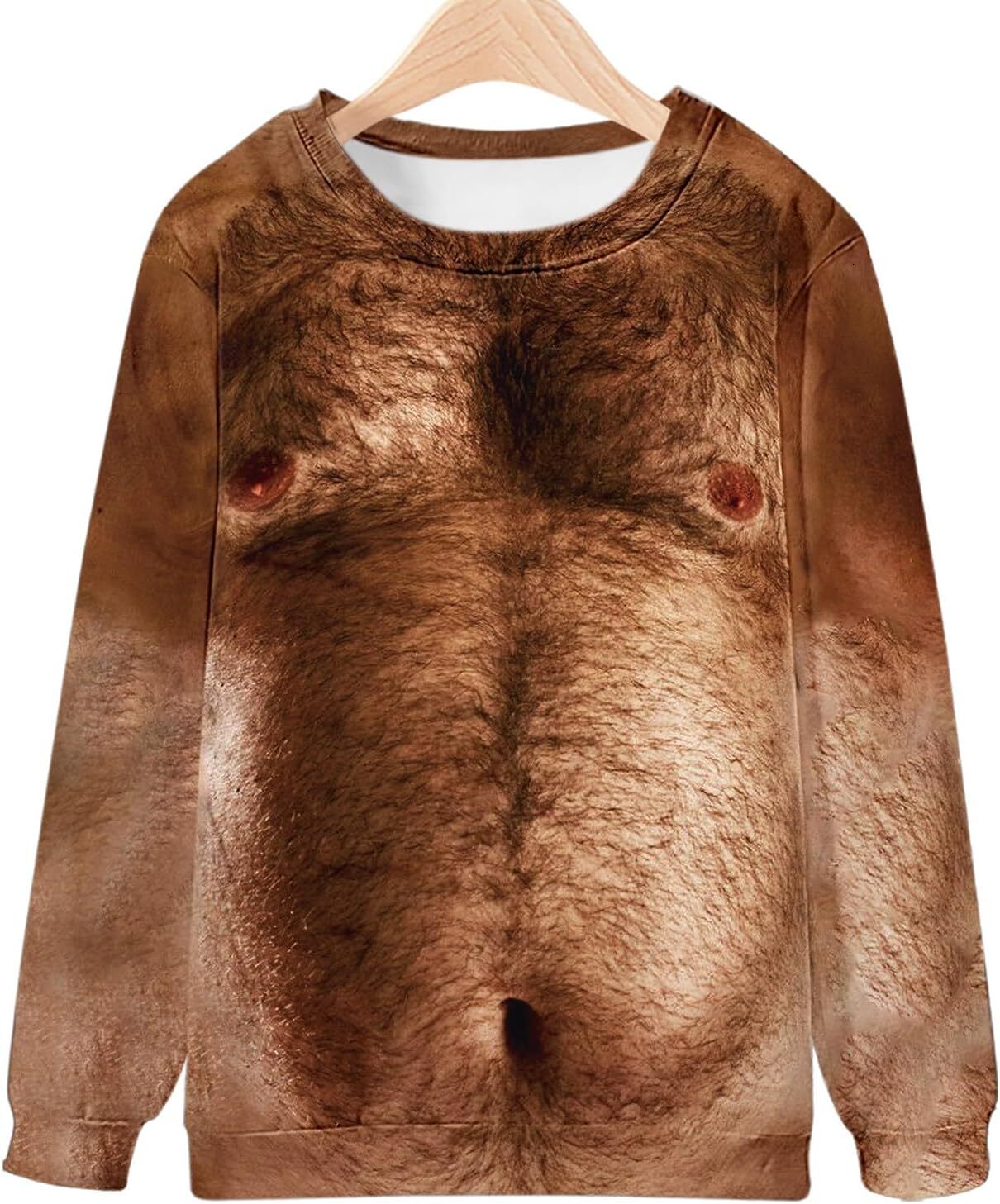 Long Sleeve Shirts for Men sweatshirt Men's Long Sleeve T-Shirt Funny 3D Fake Muscle Print Pullover Shirts Casual Loose Fit Novelty Graphic Blous