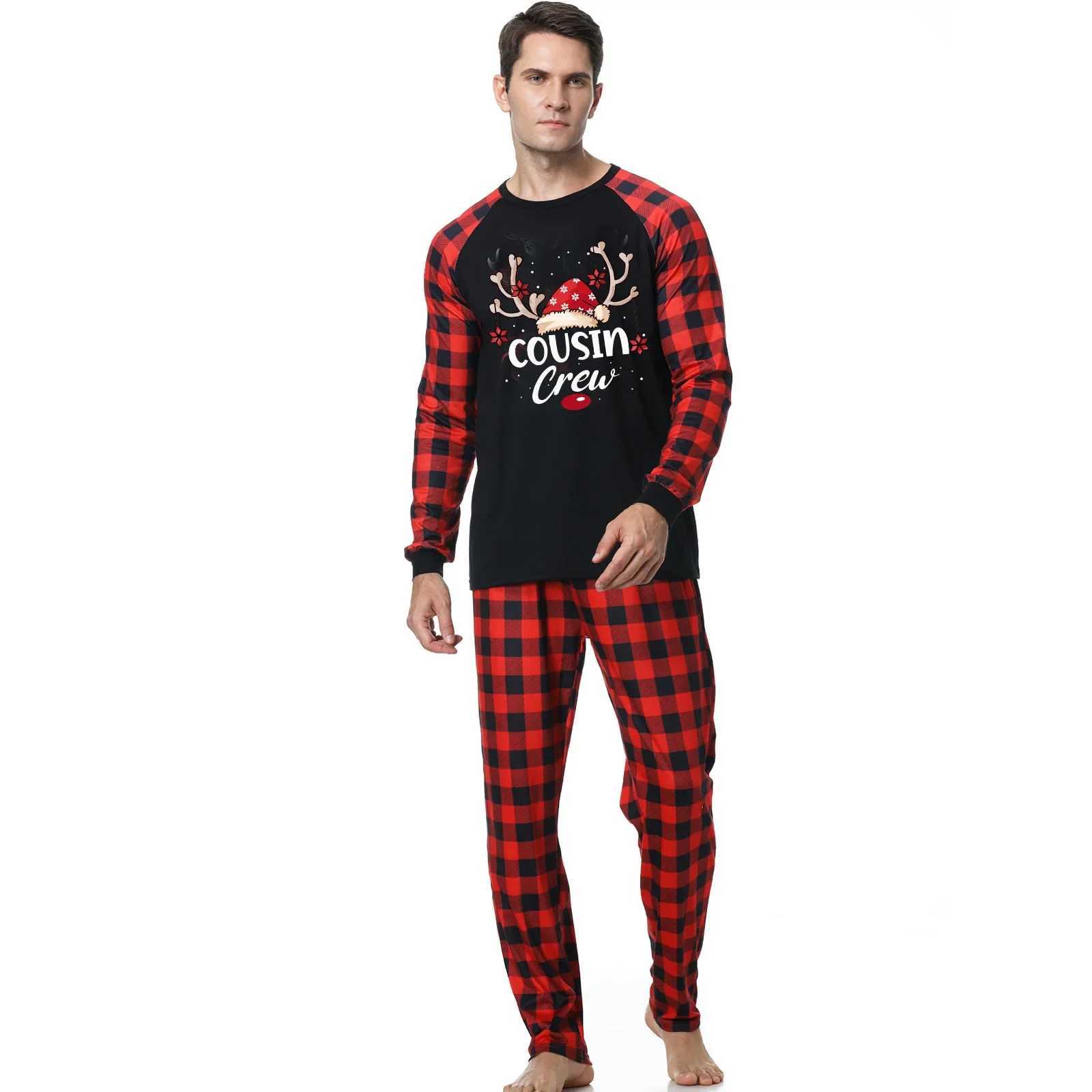 New letter grid pattern family pajamas set for mom dad and child matching set soft and warm pajamas for baby and dog jumpsuit Pjs Christmas appearance