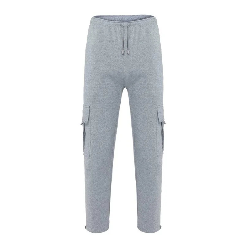 Mens Loose Cargo Pants Casual Drawstring Elastic Waist Wide Leg Athletic Sweatpants Outdoor Trousers 241017
