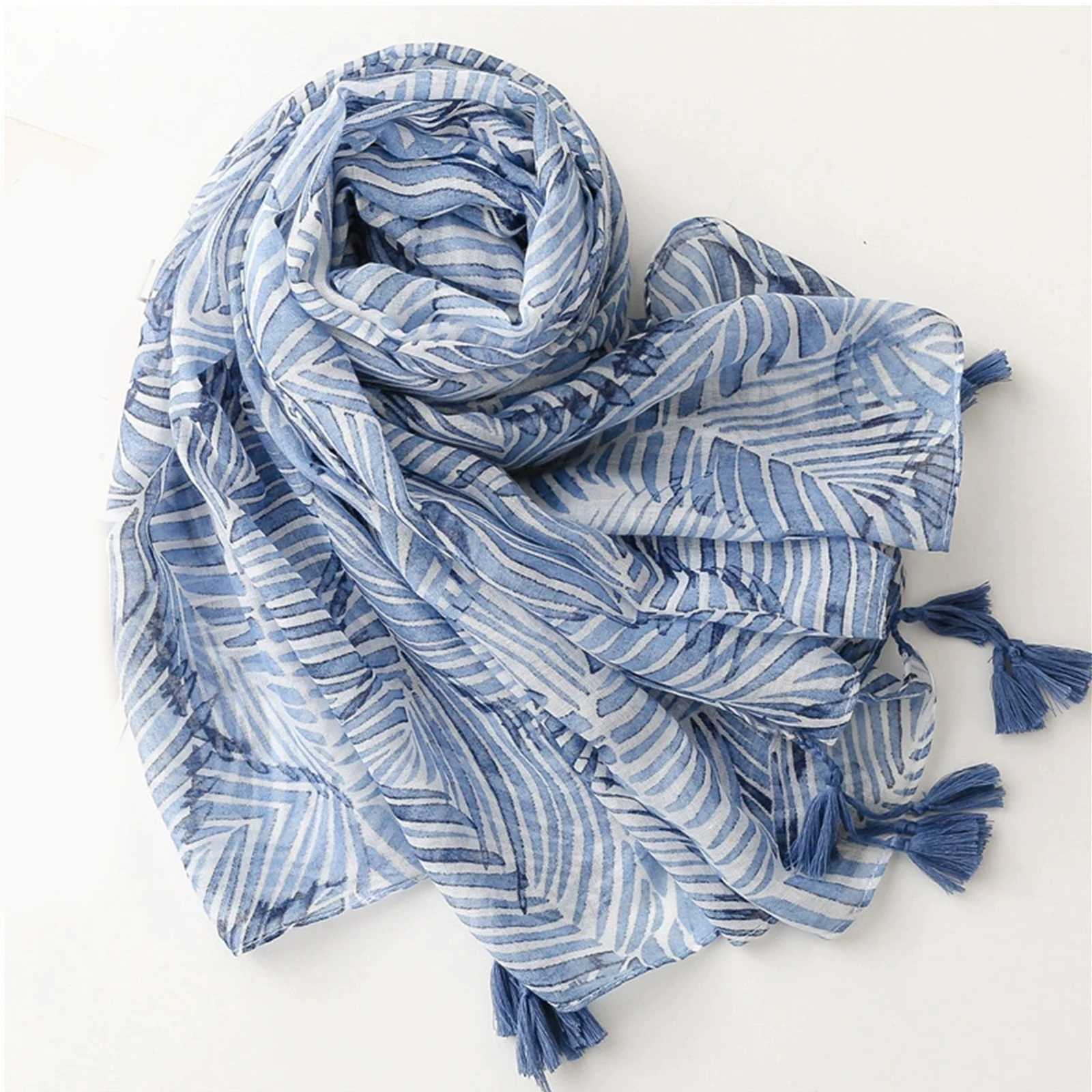 180 * 85cm ribbon style Muslim scarf outdoor cotton and linen scarf warm all year round sage poppa printed beach towel X241017