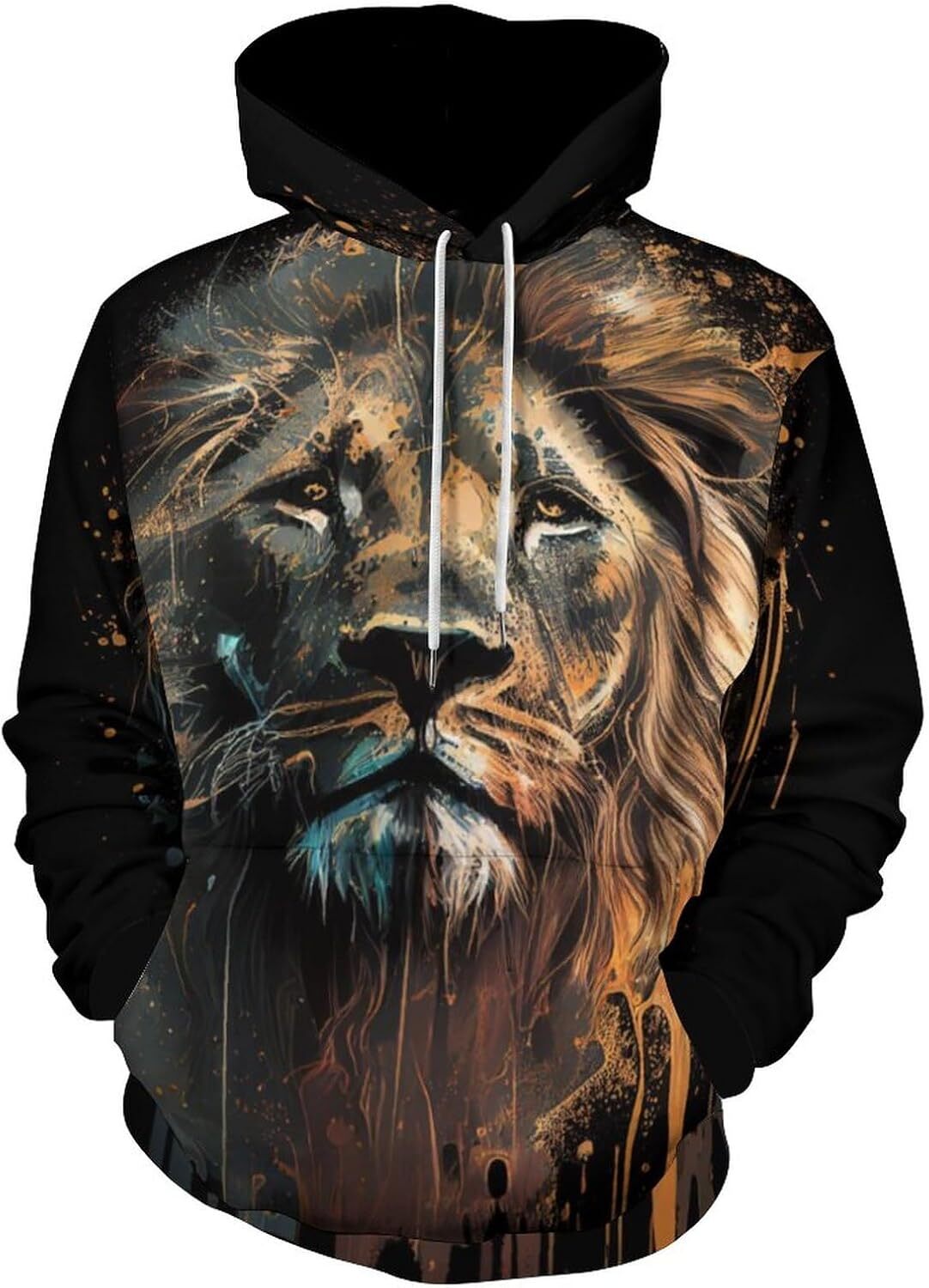 Hoodie for Mens Womens Mens Novelty Crown Lion King Hoodies 3D Animal Print Colorful Sweatshirt Hoodie Graphic Hoodies sweatshirt Fashionable and Warm