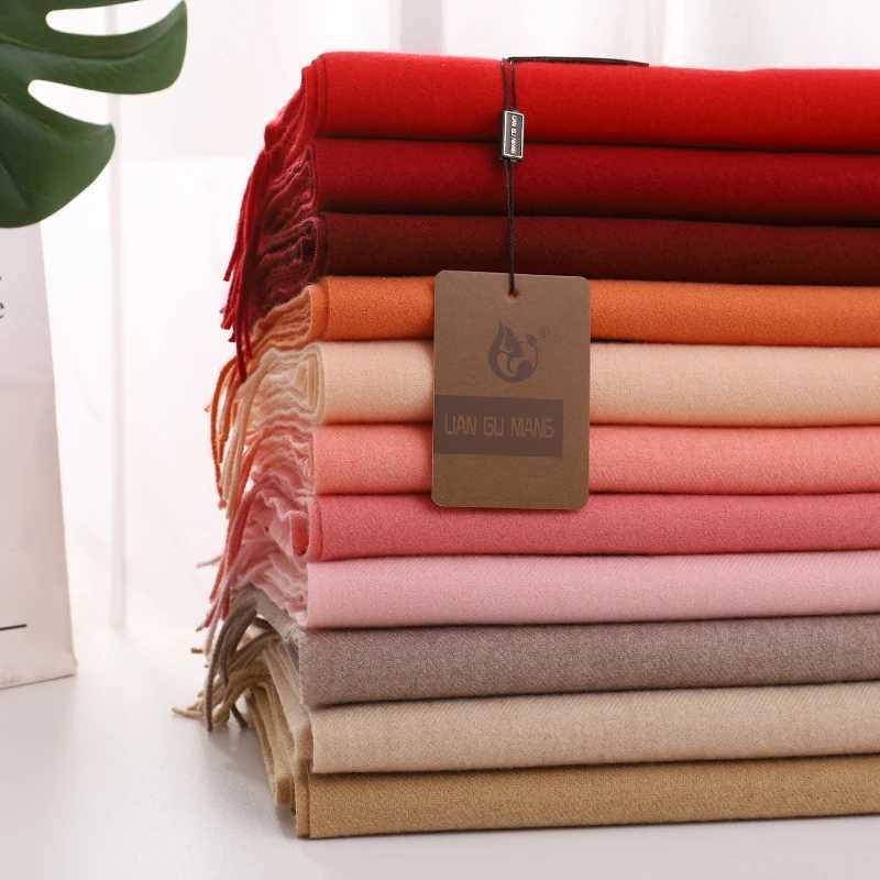 2024 Warm and Warm Cashmere Scarf Headscarf Solid Womens Shawl Bag Fem Pashmina Bandana Scarf Echape X241017