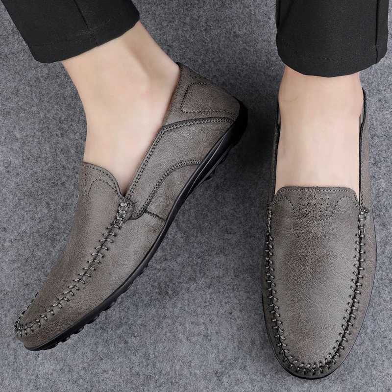 Fi Men Casual Leather Shoes Luxury Italian Soft Men Loafers Handmade Men Breathable Slip Boat Shoes Plus SizeXJ250118