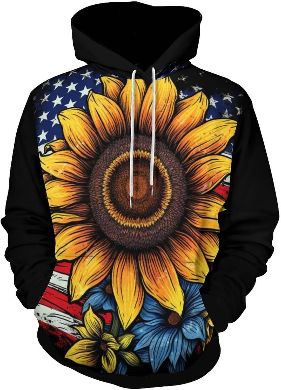 Hoodie for Mens Womens Unisex Funny Butterfly American Us Flag Hoodies 3D Pattern Printing Novelty Long Sleeve Sweatshirt Hoodie Pocket Graphic Fashio