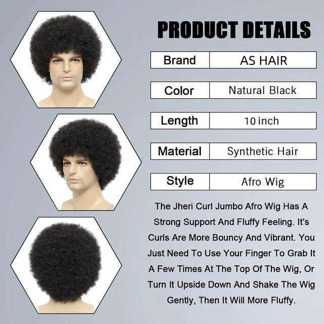 Wig, Small Roll, Explosive Head, Synthetic Hair Wigs, Men's Wig, Full Head Cover