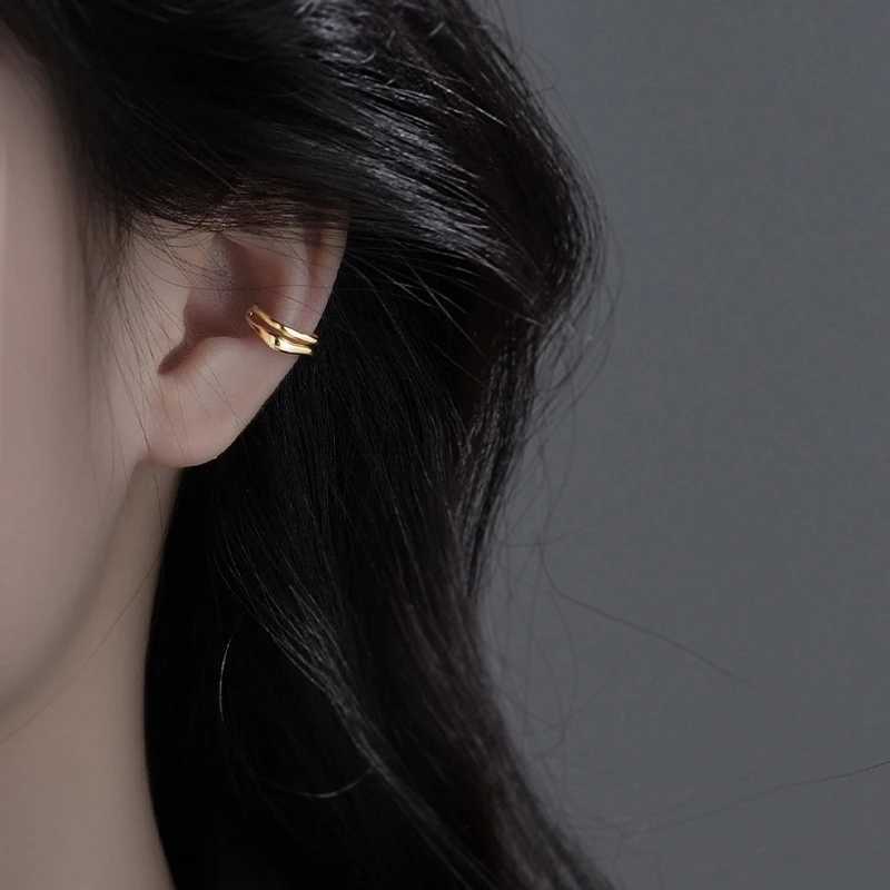 1Pc ear sleeve earrings non perforated double-layer cuff ear clips womens fake ear clips simple Y2K jewelry 2024 new model W241017