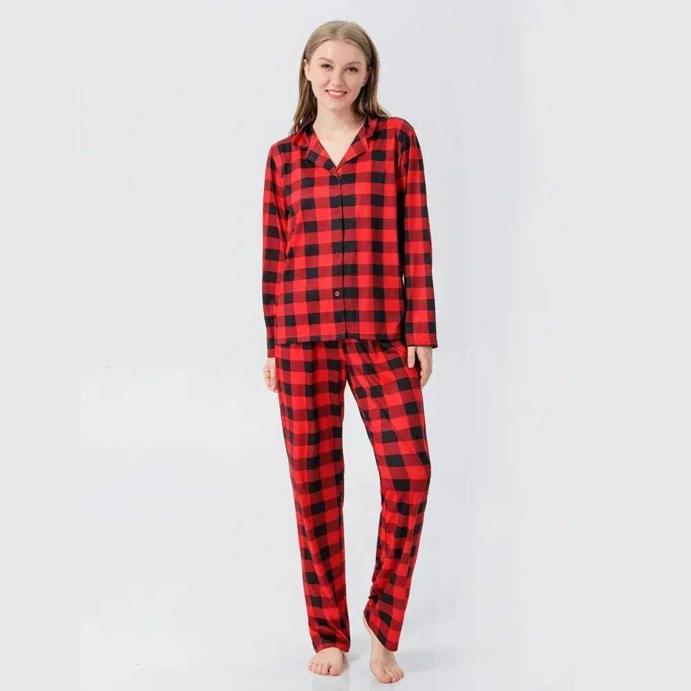 High quality matching Christmas set suitable for family flat printed button pajamas set baby dog jumpsuit long sleeved home clothes Christmas appearan
