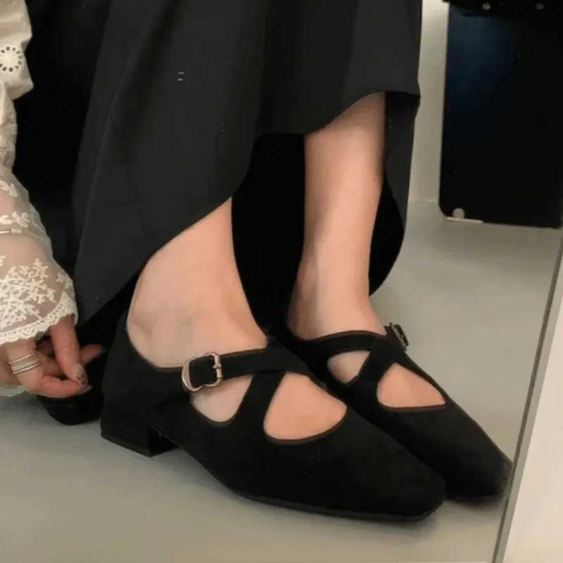Leopard Women Chunky Shoes Pointed Toe Velvet Shallow Button Shoes Designer Womens Trend Casual New MUJI Comfortable Ballet Dance Shoes Y241017