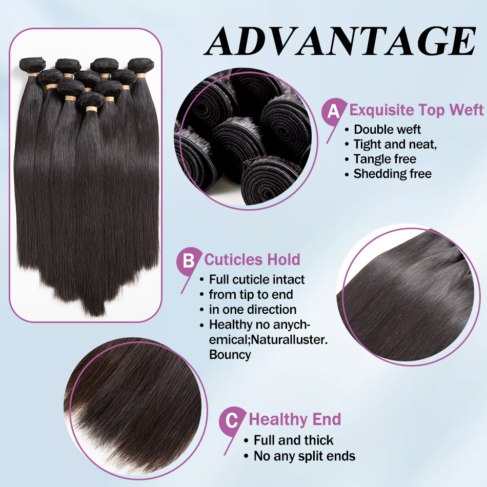 30 32 Inch Remy Unprocessed Raw Virgin 100% Human Hair Straight Extensions 3 4 5 Bundles Deal