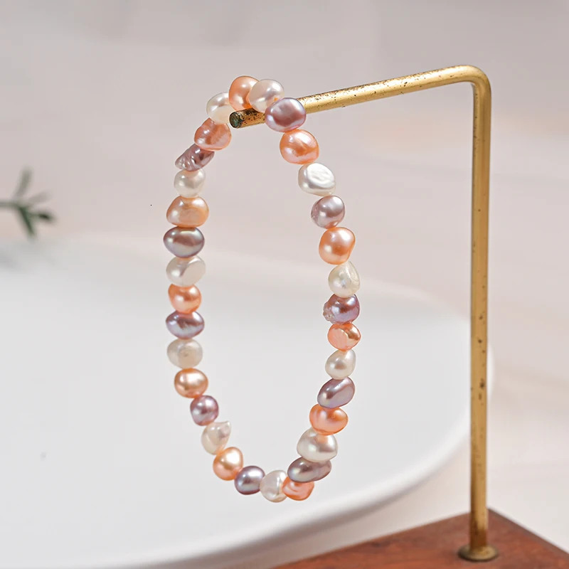 5-6mm Natural Freshwater Pearl Baroque Double sided Pearl Elastic Rope Bracelet Exquisite Fashion Jewelry Gift 241017