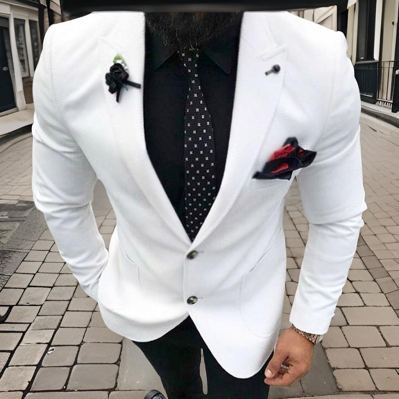 Slim Fit Men Suits American Style 2 Pieces Formal Jacket With Black Pants Wedding Groom Tuxedos For Prom Party Fashion Costume