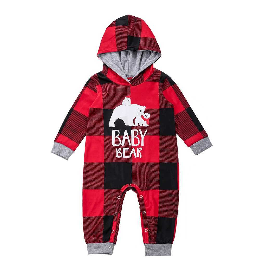 High quality family matching set Christmas pajamas set plain hooded+long pants baby jumpsuit Pjs cute soft pajamas W241015
