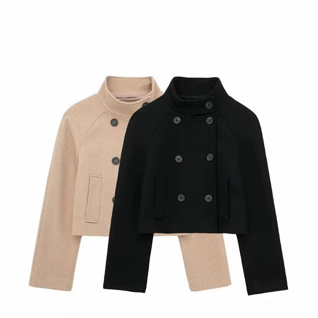 Khaki Jackets Women's Coat Elegant Solid Outwear With Button 2024 Inszart Black Fashion Pockets Jacket Woman Outerwear Tops